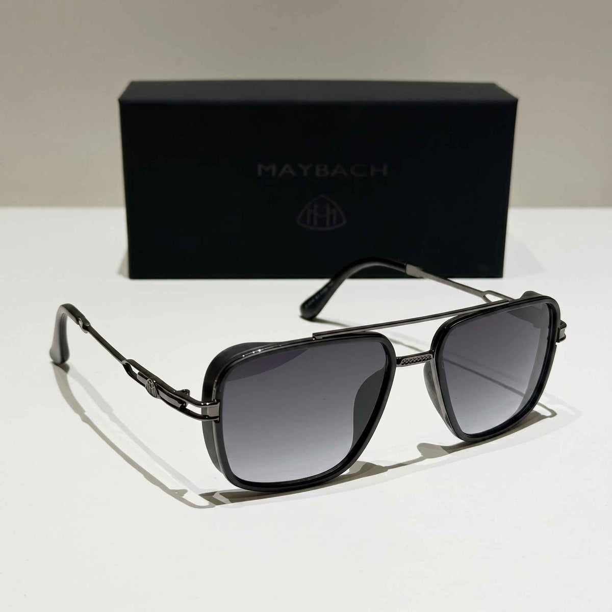 Classic Matte Black Double-Bridge Square